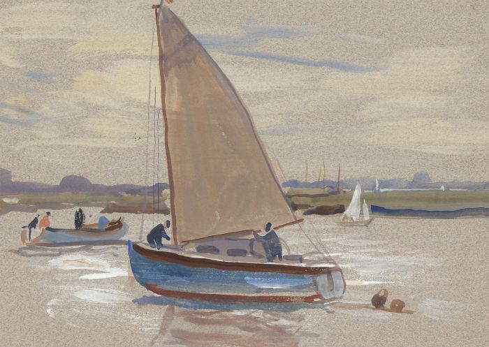 Jean Dryden Alexander (1911-1994) - Signed 1986 Gouache, Sailing Boat. Walton