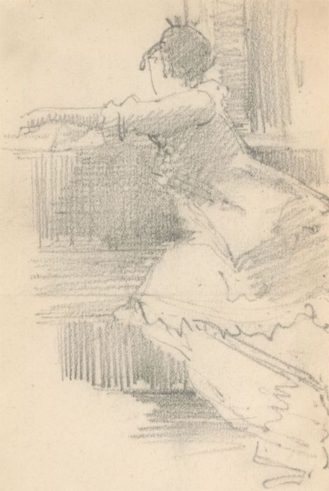 George Willoughby Maynard NA (1843-1923) - Graphite, Woman Looking Out of Window