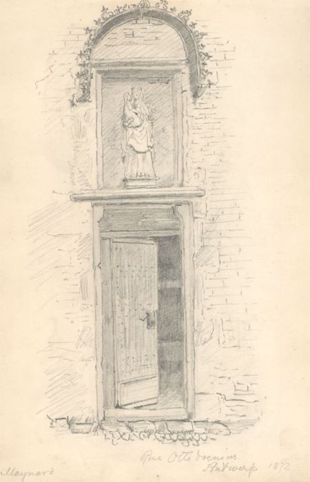 George Willoughby Maynard NA (1843-1923) - 1872 Graphite Study, Church Entrance