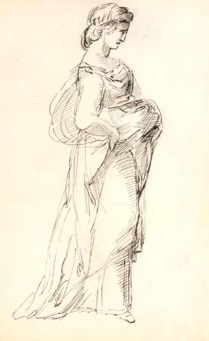 George Willoughby Maynard NA (1843-1923) - Pen and Ink, Woman in Drapery