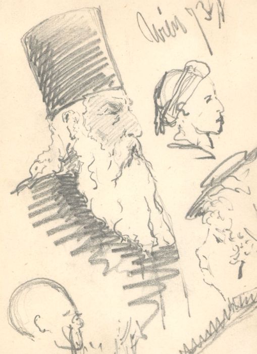 George Willoughby Maynard NA (1843-1923) - Four 1873 Viennese People in Graphite