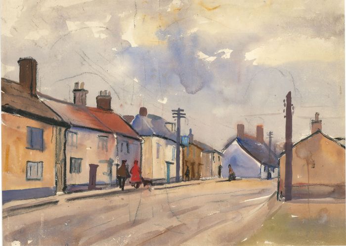 Jean Dryden Alexander (1911-1994) - Watercolour, Street Scene with Figures