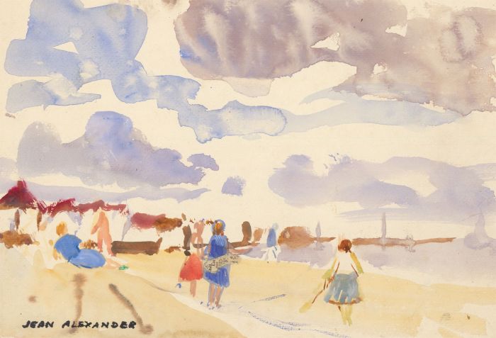Jean Dryden Alexander (1911-1994) - Signed 1962 Watercolour, Beach at Dovercourt