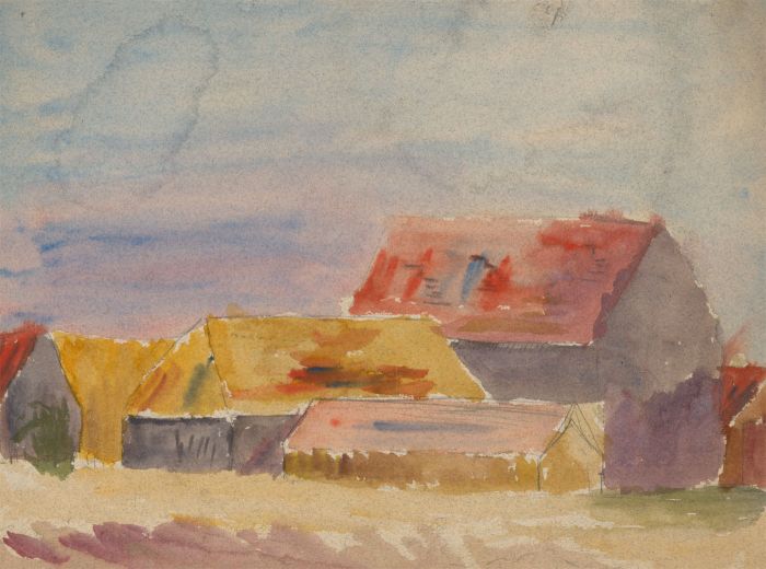 Jean Dryden Alexander (1911-1994) - 3 Signed Watercolours, Houses in Landscapes