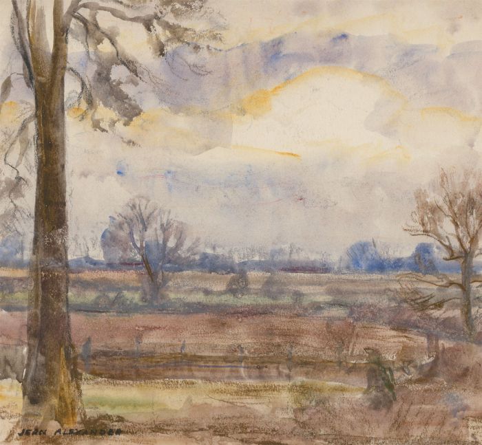 Jean Dryden Alexander (1911-1994) - Signed 1945 Watercolour, Winter Landscape