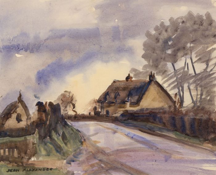 Jean Dryden Alexander (1911-1994) - Watercolour, Village Landscape