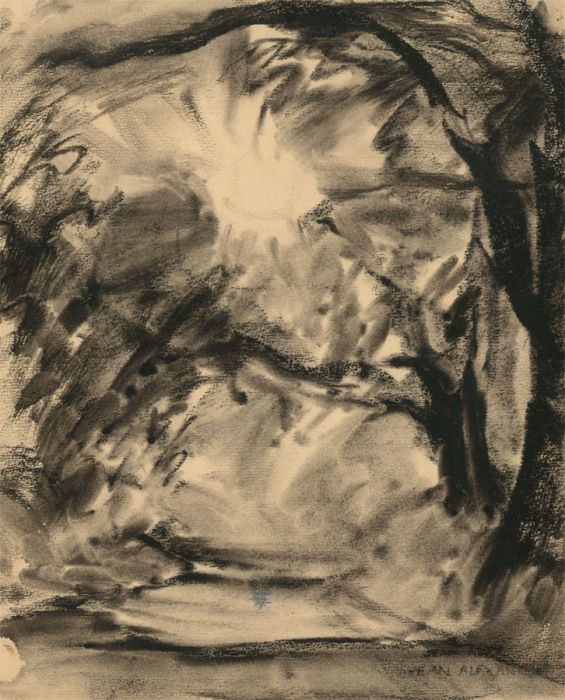 Jean Dryden Alexander (1911-1994) - Two 1958 Charcoal Drawing, Studies of Trees