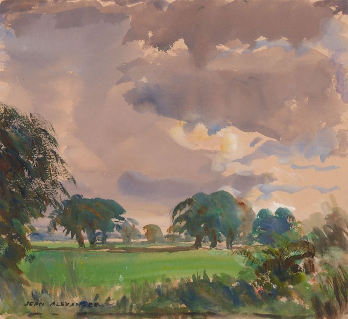 Jean Dryden Alexander (1911-1994) -Signed 1982 Watercolour, Stormy Country Skies