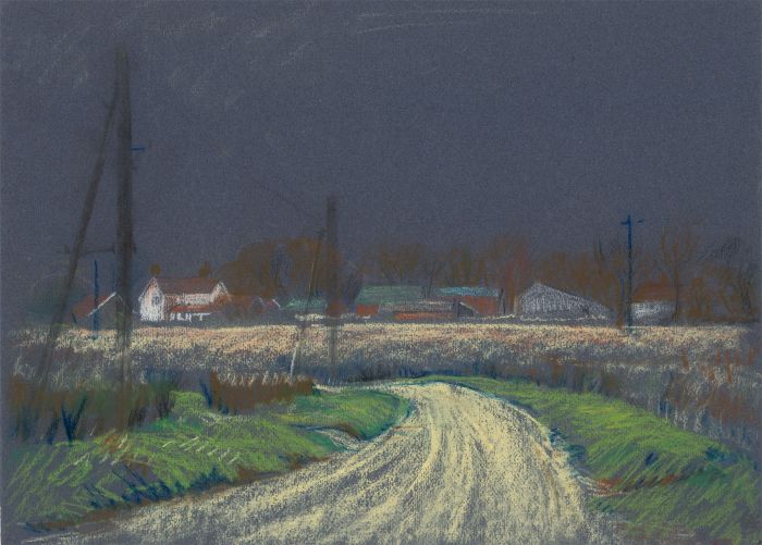 Jean Dryden Alexander (1911-1994) - Mid 20th Century Pastel, Yellow Country Road