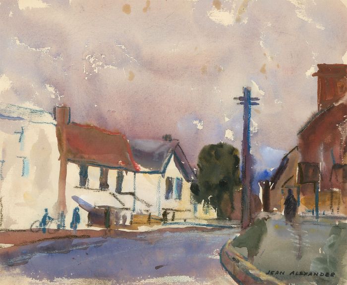 Jean Dryden Alexander (1911-1994) - Signed Watercolour, Norfolk Street Scene