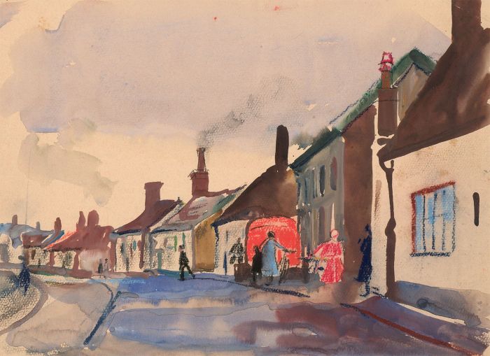 Jean Dryden Alexander (1911-1994) - Mid 20th Century Gouache, Street Scene