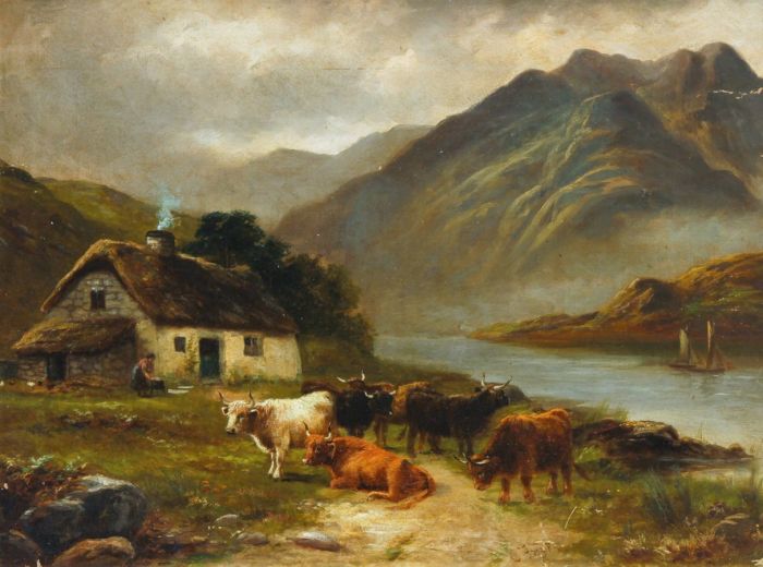C. Frazer - Signed 19th Century Oil, Highland Cattle in a Landscape