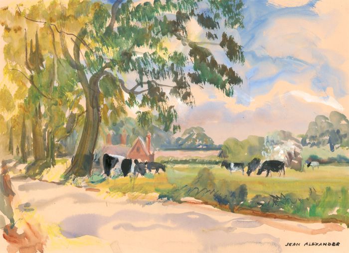 Jean Dryden Alexander (1911-1994) - Signed 1989 Gouache, Thelveton Hall Drive