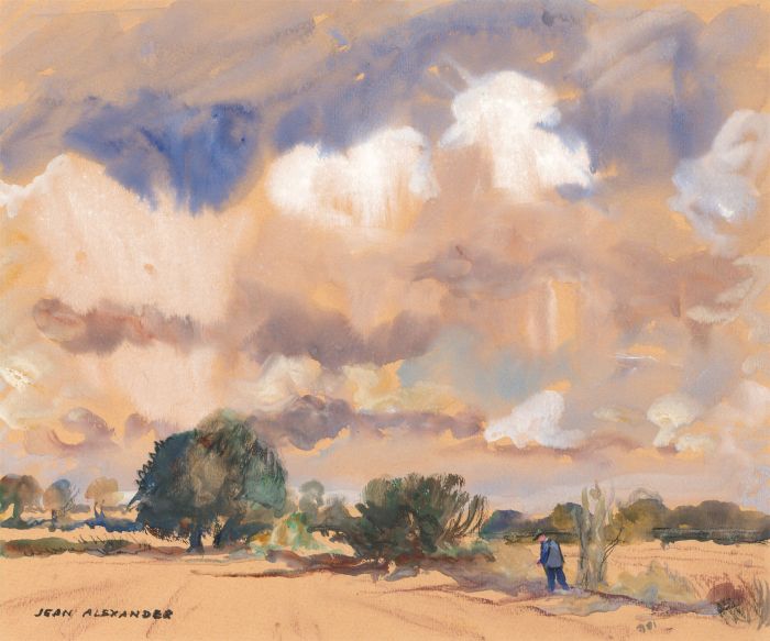 Jean Dryden Alexander (1911-1994) - Signed 1983 Gouache, Farming at Thelveton