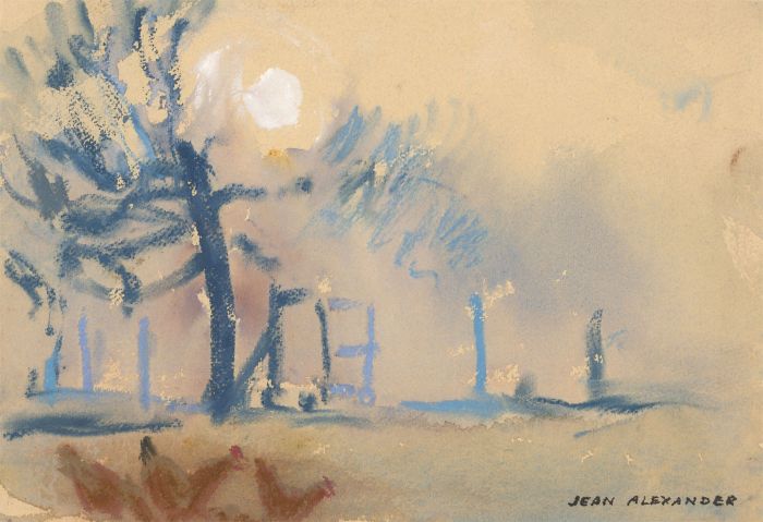 Jean Dryden Alexander (1911-1994) - Signed Pastel, Chickens at Thelveton