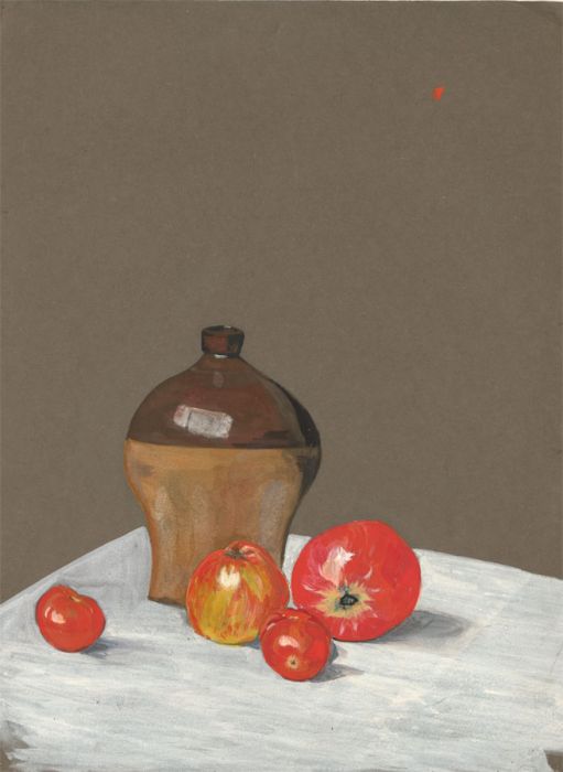 Jean Dryden Alexander (1911-1994) - Signed 1988 Gouache, Still Life with Apples
