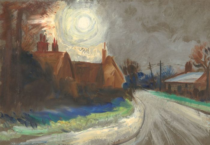 Jean Dryden Alexander (1911-1994) - Gouache, Moonlit Street Scene