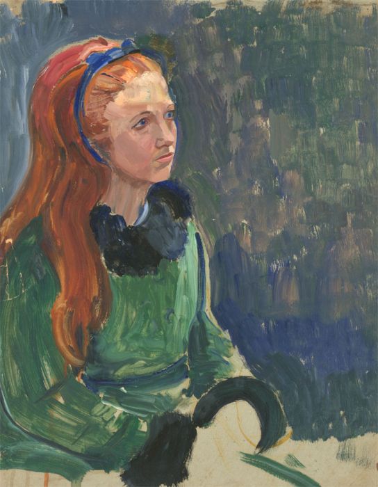 Jean Dryden Alexander (1911-1994) - 1978 Oil, Girl in Green Dress