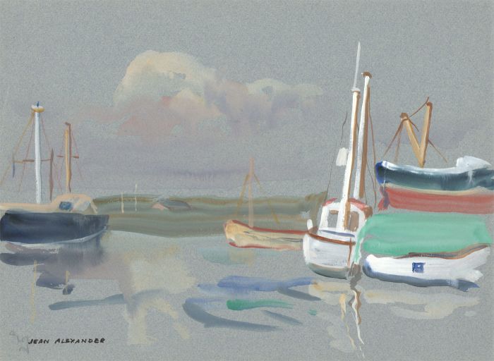 Jean Dryden Alexander (1911-1994) - Gouache, Boats, Walton Backwater
