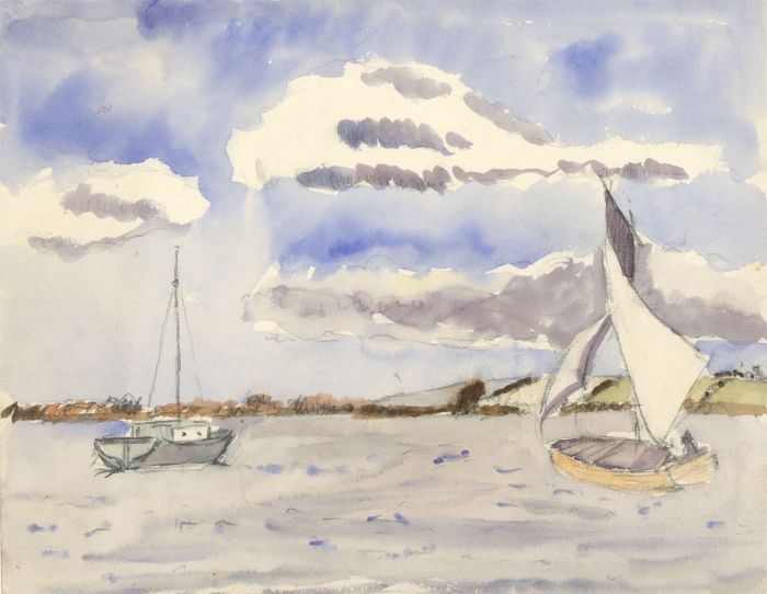 Jean Dryden Alexander (1911-1994) - 1924 Watercolour, Boats off the Coast