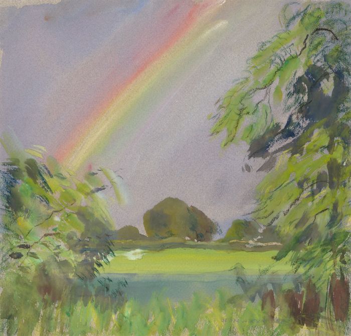 Jean Dryden Alexander (1911-1994) - 1981 Watercolour, Rainbow over a Garden