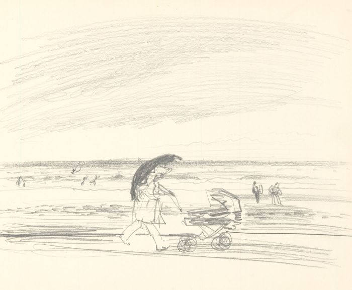 Glyn Morgan (1926-2015) - Pair of Graphite Drawings, Figures on the Coast