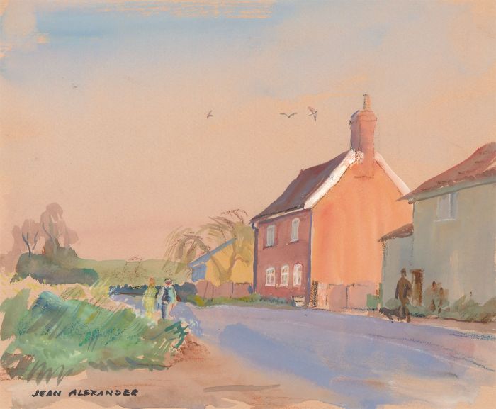 Jean Dryden Alexander (1911-1994) - Mid 20th Century Gouache, Village Street