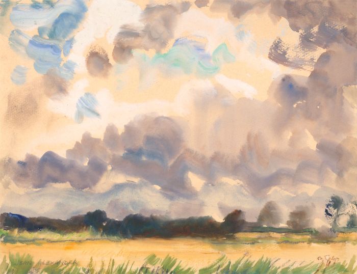 Jean Dryden Alexander (1911-1994) - 1974 Watercolour, Rural Skyscape