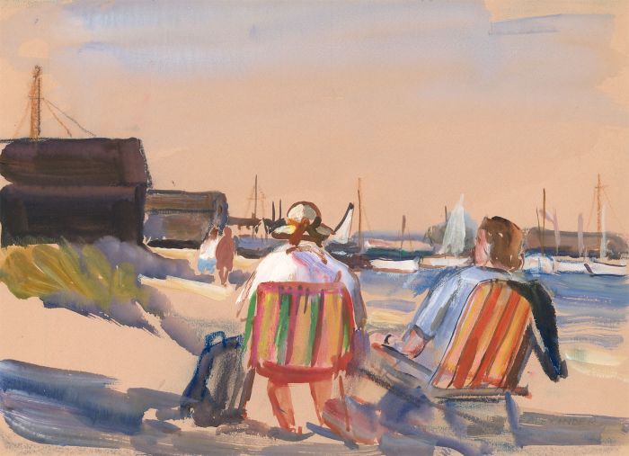 Jean Dryden Alexander (1911-1994) - Signed 1976 Gouache, Walberswick Beach