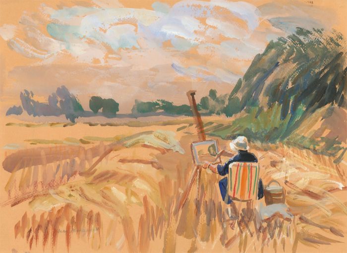 Jean Dryden Alexander (1911-1994) - Signed 1991 Gouache, Painting at Thelveton