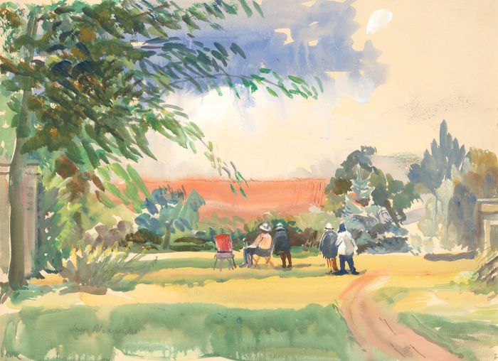 Jean Dryden Alexander (1911-1994) - Signed 1993 Gouache, Artists at Wortham