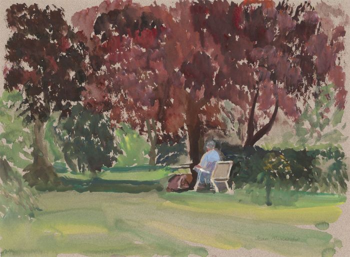 Jean Dryden Alexander (1911-1994) - Signed 1993 Gouache, Painting in a Garden