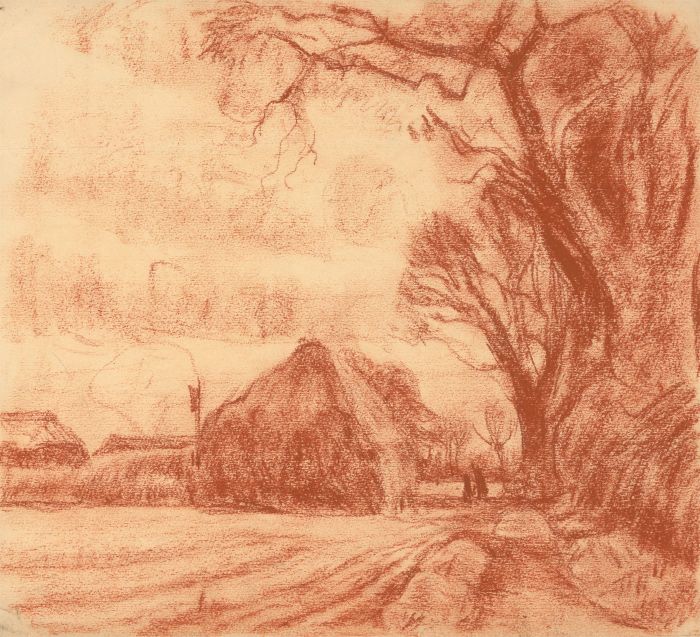 Jean Dryden Alexander (1911-1994) - Sanguine, Harvest Landscape