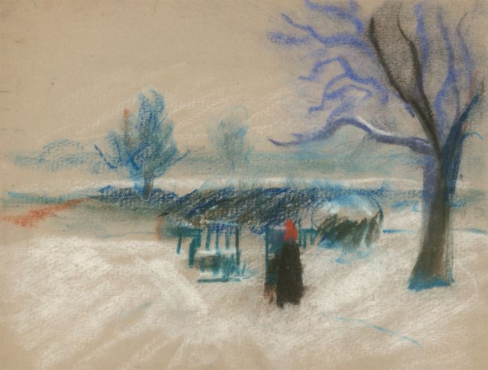 Jean Dryden Alexander (1911-1994) - Two 1978 Pastel, Snowy Landscapes