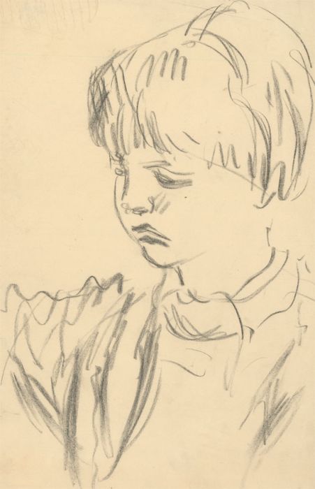 Glyn Morgan (1926-2015) - Charcoal Drawing, Portrait of a Young Boy