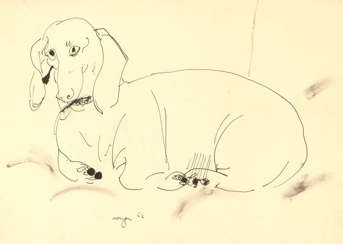 Glyn Morgan (1926-2015) - Signed 1952 Pen and Ink Drawing, Dachshund