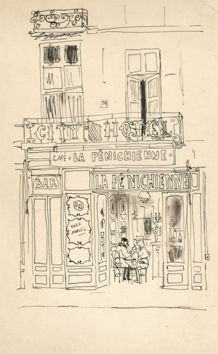Glyn Morgan (1926-2015) - Pen and Ink Drawing, Parisian Street Scene
