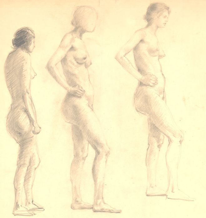 Jean Dryden Alexander (1911-1994)- Set of Five Graphite Drawings, Figure Studies