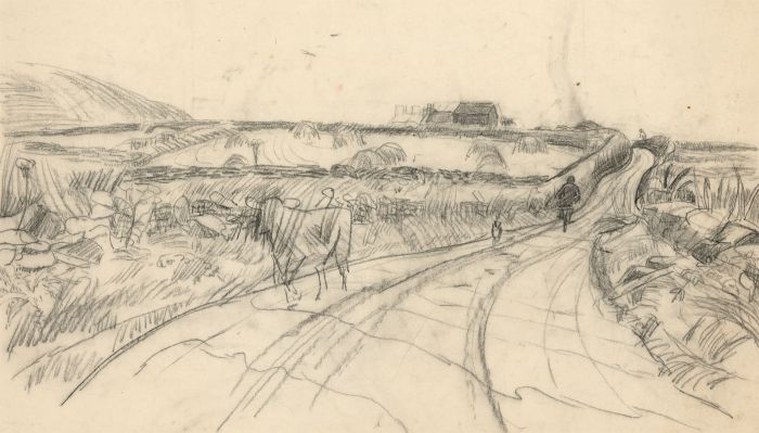 Jean Dryden Alexander (1911-1994) - Charcoal Drawing, Near Dingle, Ireland
