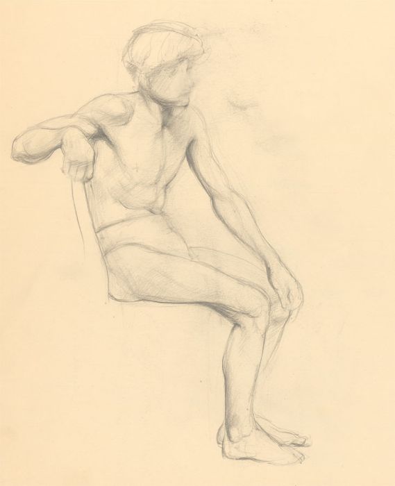 Jean Dryden Alexander (1911-1994) - Graphite Drawing, Seated Male Nude