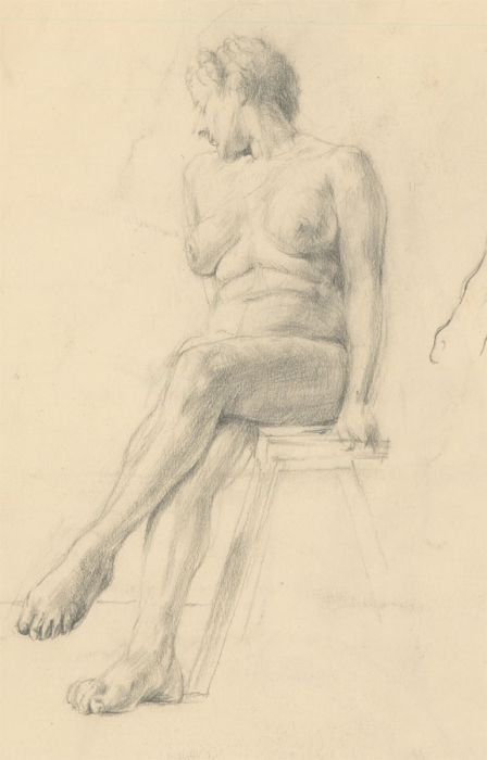 Jean Dryden Alexander (1911-1994) - 1933 Graphite Drawing, Seated Female Nude
