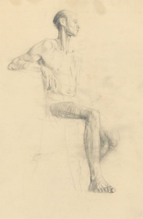 Jean Dryden Alexander (1911-1994) - 1934 Graphite Drawing, Seated Male Nude