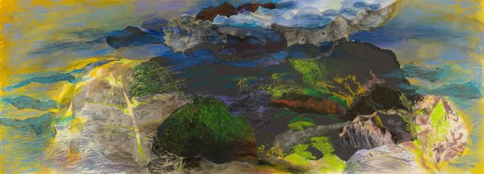 Glyn Morgan (1926-2015) - 2014 Mixed Media, Surreal Collage of a Volcano