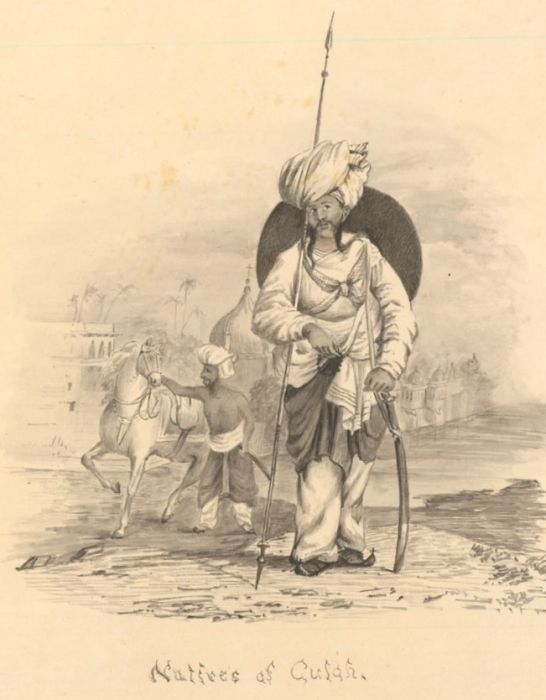 Two Fine 19th Century Graphite Drawings - Middle Eastern Figures