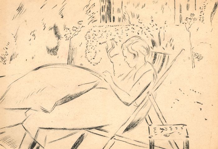 Maurice Feild (1905-1988) - India Ink, Woman in a Garden