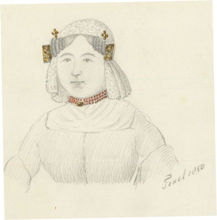 Five Miniature Dutch School 19th Century Graphite Drawings - Figure Studies
