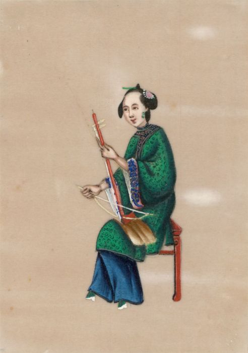 Japanese 20th Century Watercolour - Portrait of a Musician