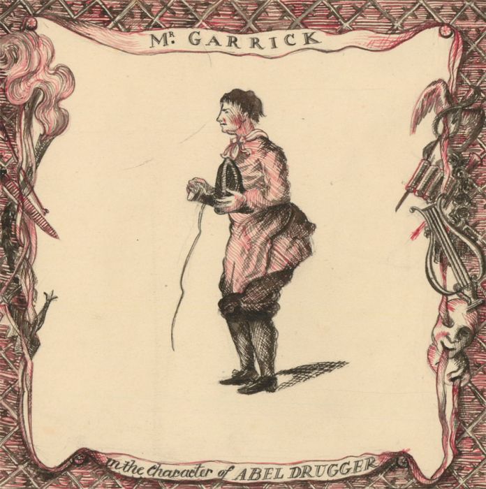 Marie Angel - Mid 20th Century Pen and Ink Drawing, Mr Garrick as Abel Drugger