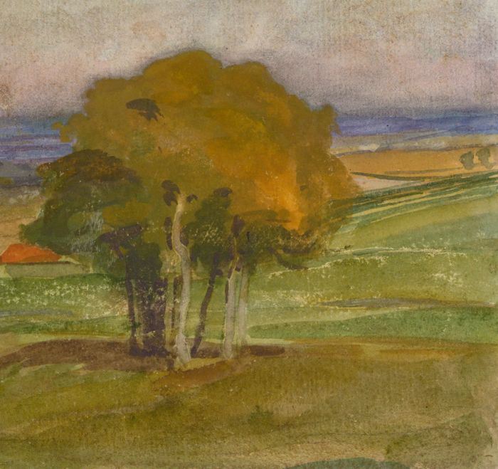 Arthur Ellis (1856-1918) - Late 19th Century Gouache, Trees in a Landscape