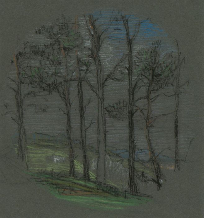 20th Century Pastel - View of Trees